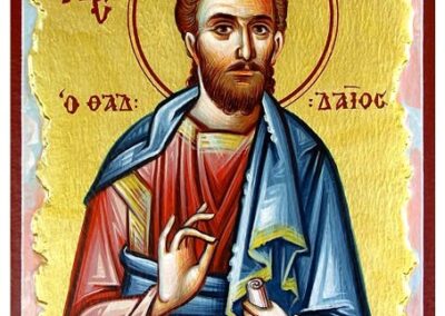 [1085] [30Χ22] ΑΓΙΟΣ ΙΟΥΔΑΣ  Ο ΘΑΔΔΑΙΟΣ, ΣΕ ΚΑΘΑΡΟ ΦΥΛΛΟ ΧΡΥΣΟΥ